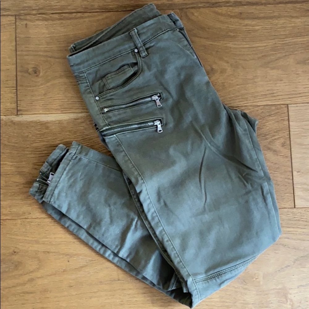 Blank Olive Green Moto Pants. Size 29